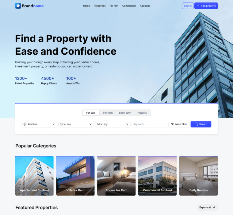 Home page template screenshot